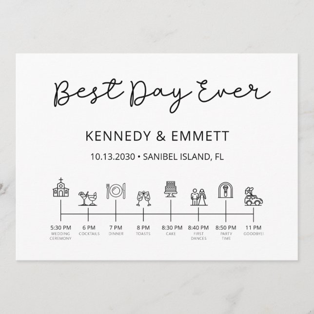 Church Wedding Day Timeline Program (Front)