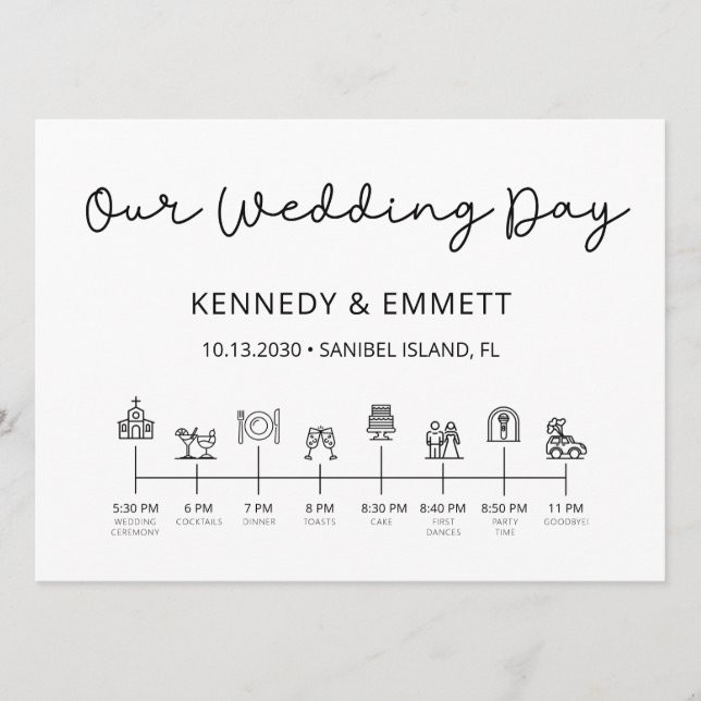 Church Wedding Day Timeline Program (Front)