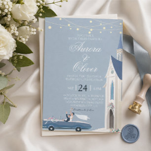 Church Wedding Invitation Blue Theme