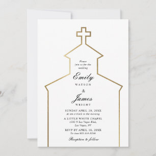 Church Wedding Invitation Gold Cross