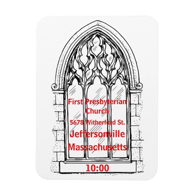 Church Window With Church Details - Customisable Magnet (Vertical)