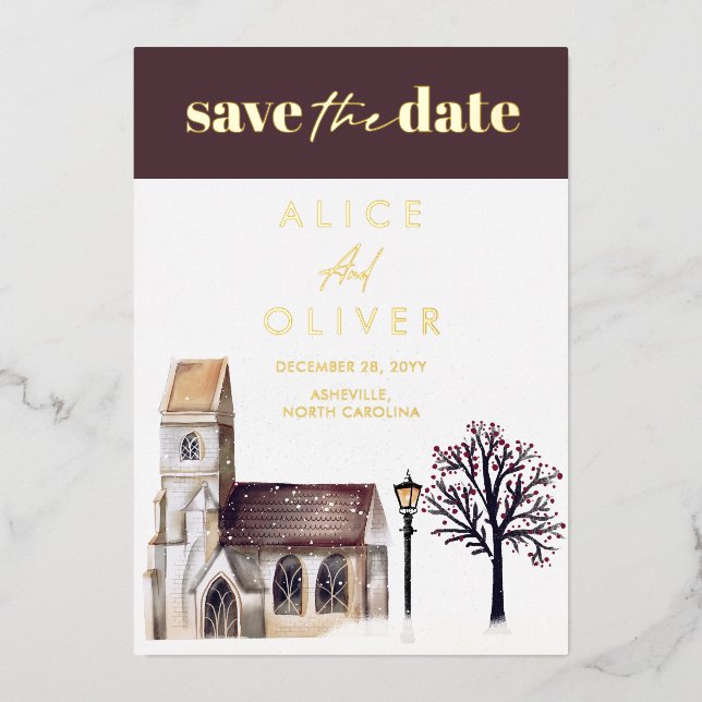 Church Winter Religious Ceremony Save The Date (Front)