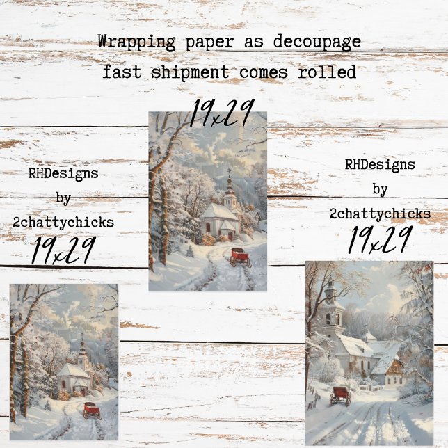 Church Winter Wonderland Decoupage  Wrapping Paper Sheet (Creator Uploaded)