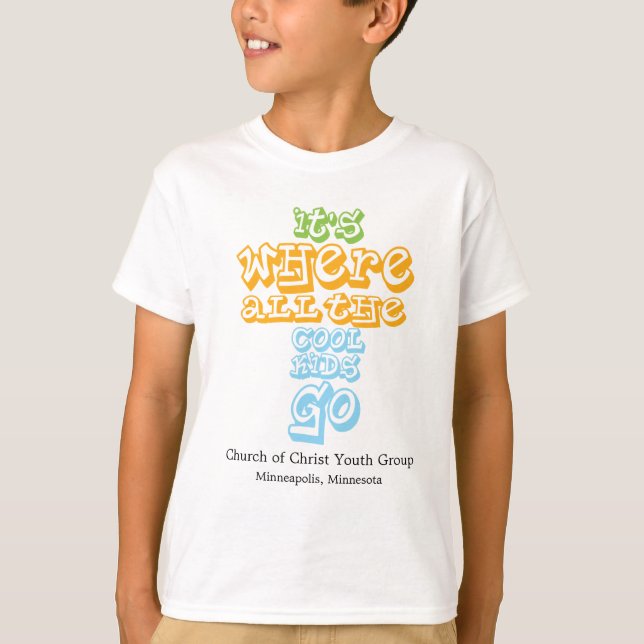 Church Youth Group Tee Shirt Christian Cross (Front)