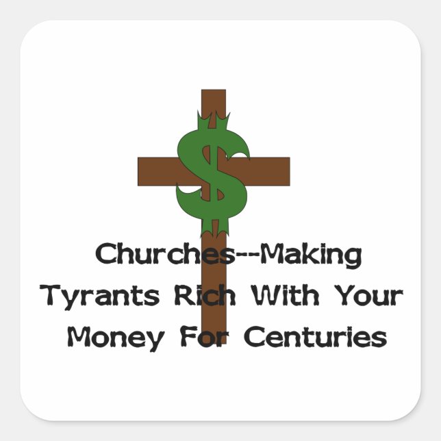 Churches Heart Money Square Sticker (Front)