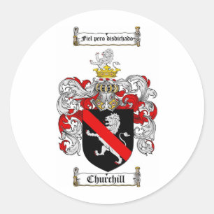 CHURCHILL FAMILY CREST -  CHURCHILL COAT OF ARMS CLASSIC ROUND STICKER