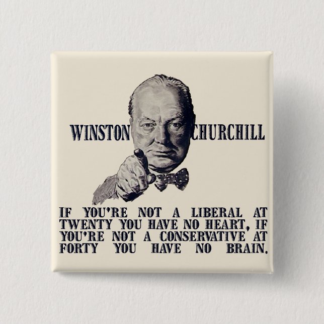 Churchill on Conservatives and Liberals 15 Cm Square Badge (Front)