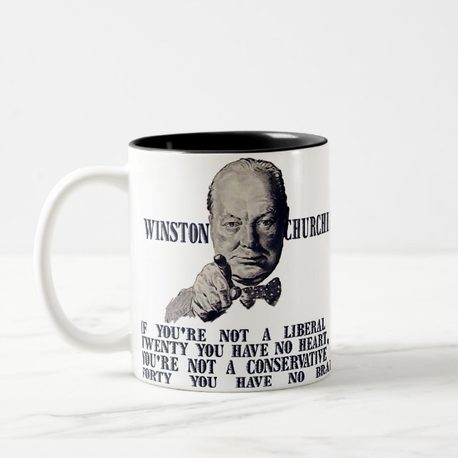 Churchill on Conservatives and Liberals Two-Tone Coffee Mug (Left)