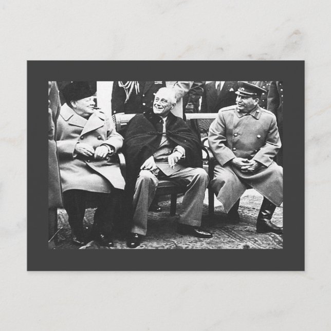Churchill, Roosavelt & Stalin - At Yalta Postcard (Front)
