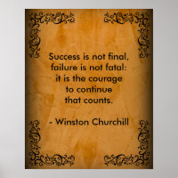 Churchill Success Quote Scroll Stucco Poster