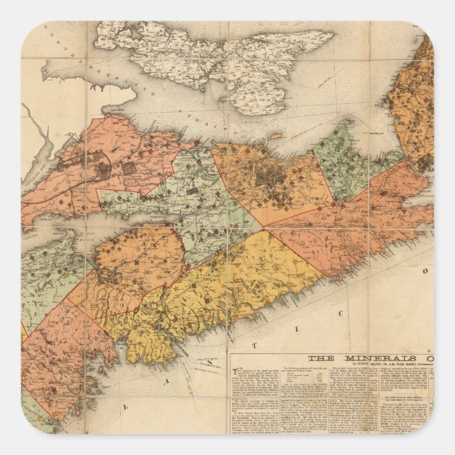 Church's mineral map of Nova Scotia Square Sticker (Front)