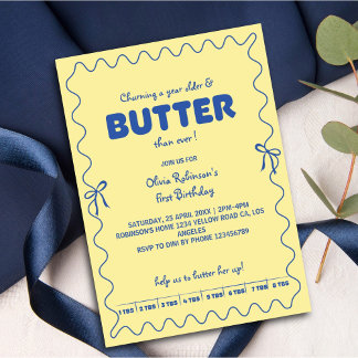 Churning a Year Older Butter Birthday  Invitation