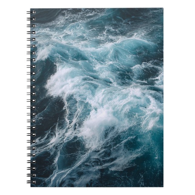 Churning Deep Blue Ocean Wave Photo Notebook (Front)