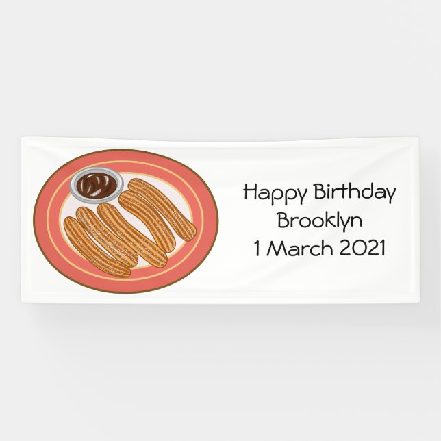 Churro cartoon illustration banner (Horizontal)