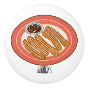 Churro cartoon illustration ceramic knob