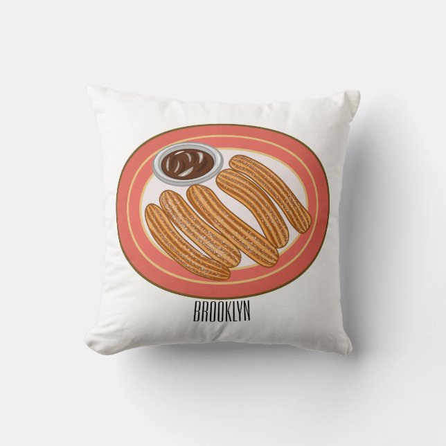 Churro cartoon illustration  cushion (Front)