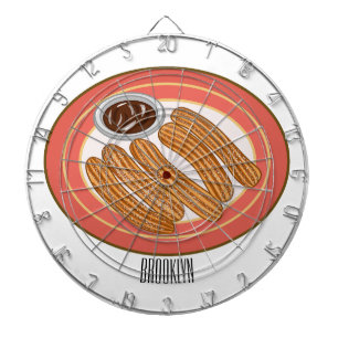 Churro cartoon illustration dartboard
