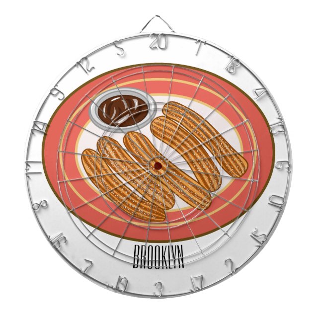 Churro cartoon illustration  dartboard (Front)