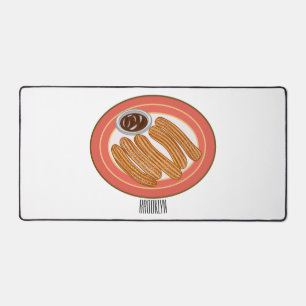Churro cartoon illustration desk mat