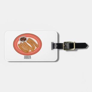 Churro cartoon illustration luggage tag