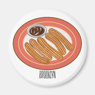 Churro cartoon illustration magnet