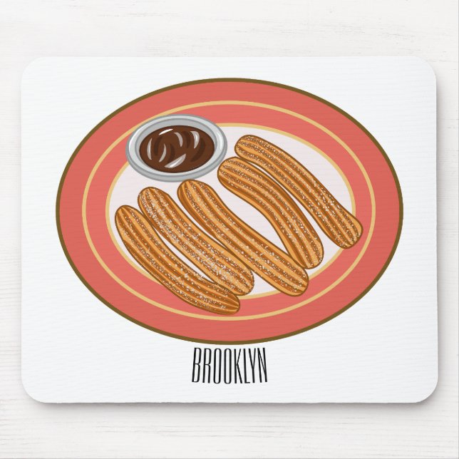 Churro cartoon illustration  mouse pad (Front)