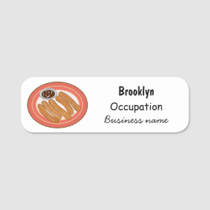 Churro cartoon illustration name tag