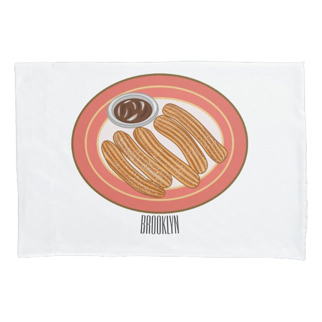 Churro cartoon illustration  pillowcase (Front)