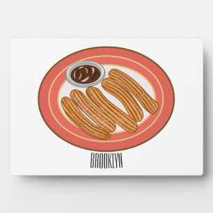 Churro cartoon illustration plaque