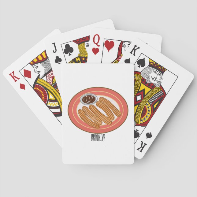 Churro cartoon illustration  playing cards (Back)