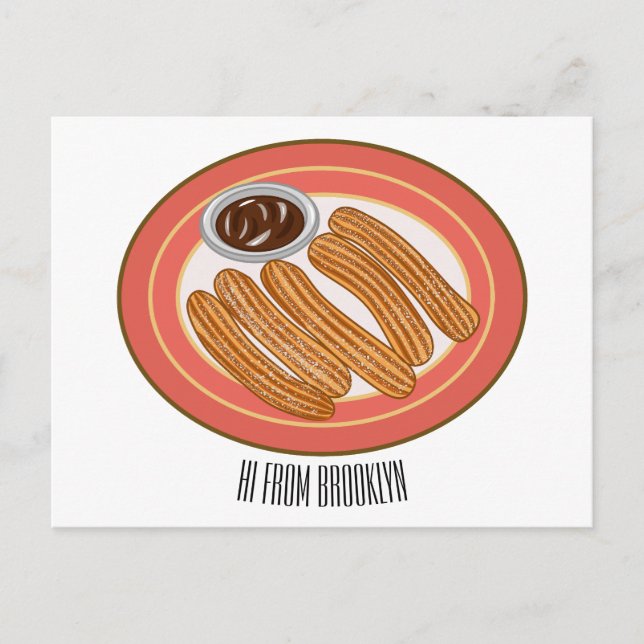 Churro cartoon illustration  postcard (Front)