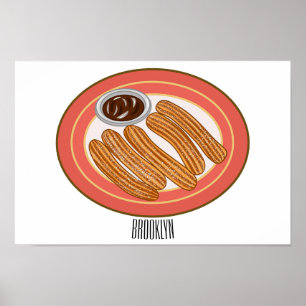 Churro cartoon illustration poster