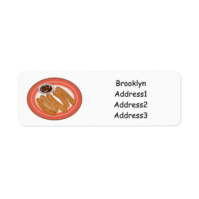 Churro cartoon illustration return address label (Front)
