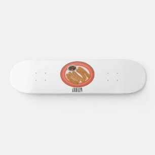 Churro cartoon illustration skateboard