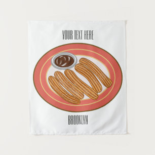 Churro cartoon illustration tapestry