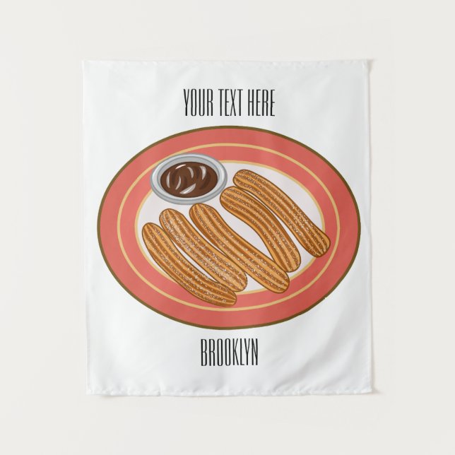 Churro cartoon illustration  tapestry (Front)