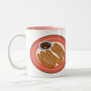 Churro cartoon illustration  Two-Tone coffee mug