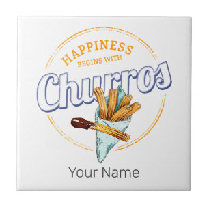 Churros Snack Vintage Dessert Retro Street Food Ceramic Tile