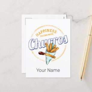 Churros Snack Vintage Dessert Retro Street Food Holiday Postcard