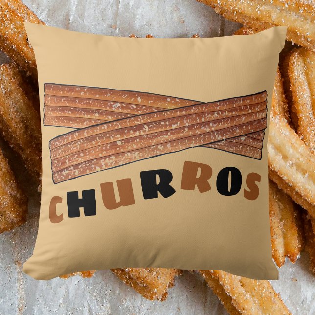 CHURROS Spanish Portuguese Fried Churro Pastry Cushion (Churro Pillow)