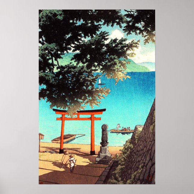 Chuzenji Temple at Utagahama Beach Kawase Hasui  Poster (Front)
