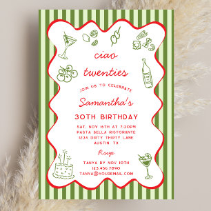 Ciao 20s La Dolce Vita 30th Birthday Party  Invitation