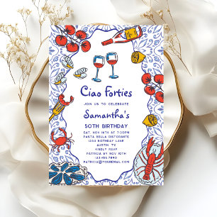 Ciao 40s Italian Seafood Wine Dinner 50th Birthday Invitation