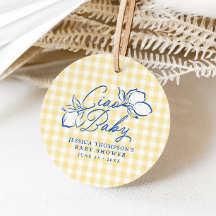 Ciao Baby Amalfi Lemon Blue & Yellow Baby Shower Favour Tags