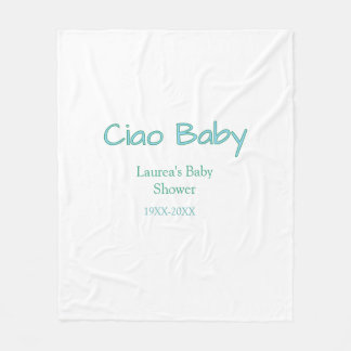ciao baby blue green pastel baby shower name date  fleece blanket