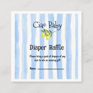 Ciao Baby Blue Stripes Lemon Diaper Raffle Enclosure Card