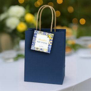 Ciao Baby Blue Tiles Lemon Amalfi Arch Baby Shower Favour Tags