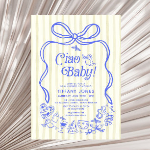 Ciao Baby Blue Yellow Italian Lemons Baby Shower I Invitation