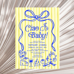 Ciao Baby Blue Yellow Italian Lemons Baby Shower Invitation