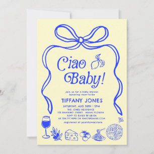 Ciao Baby Blue Yellow Italian Lemons Baby Shower Invitation